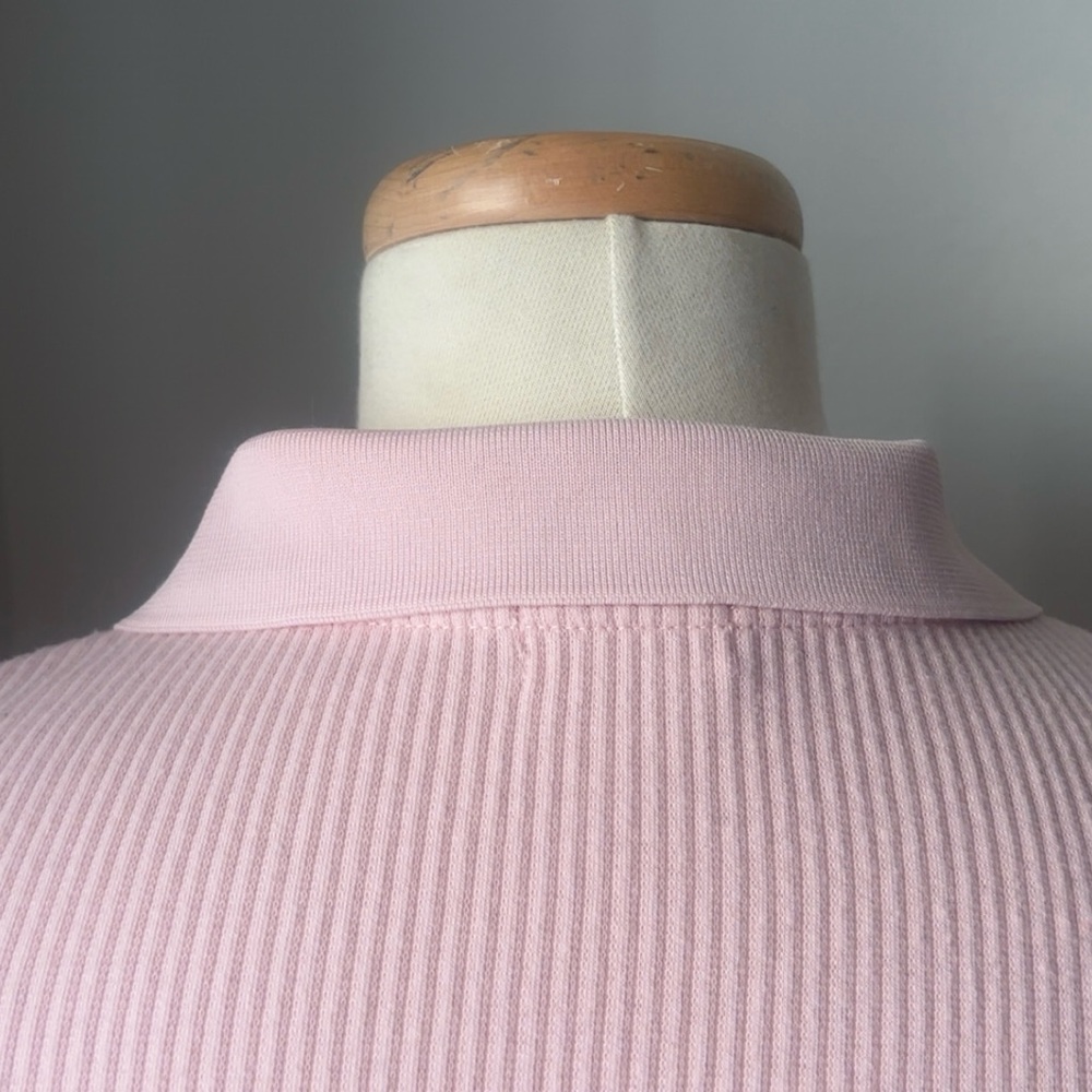 Pink Ribbed Button-Front Long Sleeve Top - Picture 5 of 5